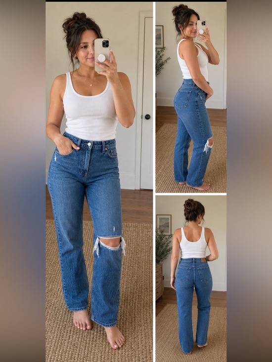 Abercrombie & Fitch Denim - Abercrombie & Fitch Curve Love ’90s Straight Ultra High Rise Distressed Jeans 8S